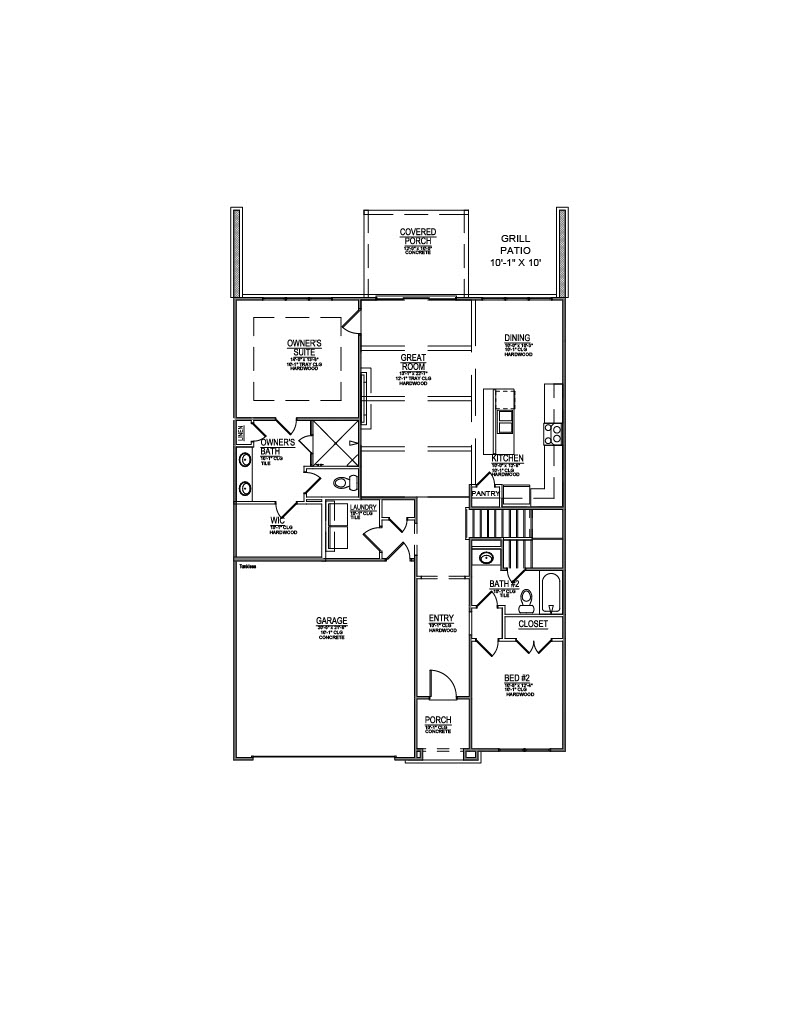 Lot 90 – 1014 Branch Hook Rd- 2d Floor Plan 1